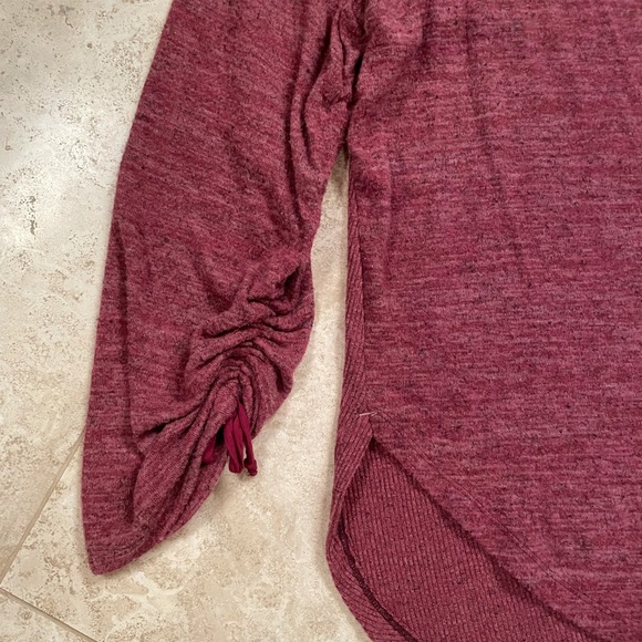 Anthropologie maroon  sweater with runched sleeves - Picture 3 of 5